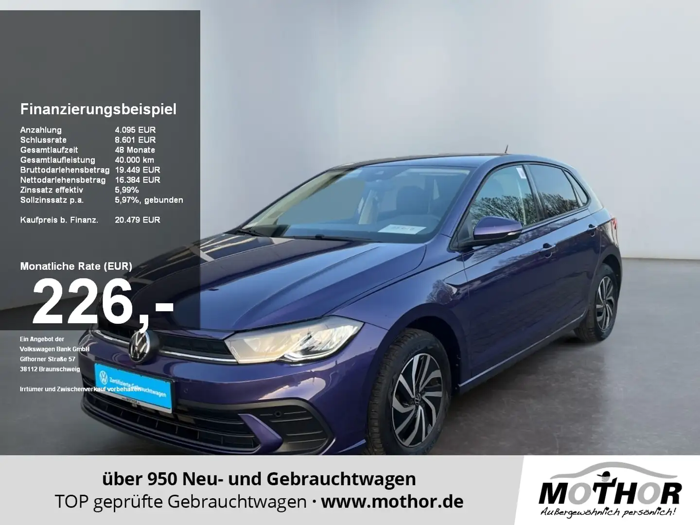 Volkswagen Polo VI Life 1.0 TSI DSG Scheinwerfer LED Violett - 1