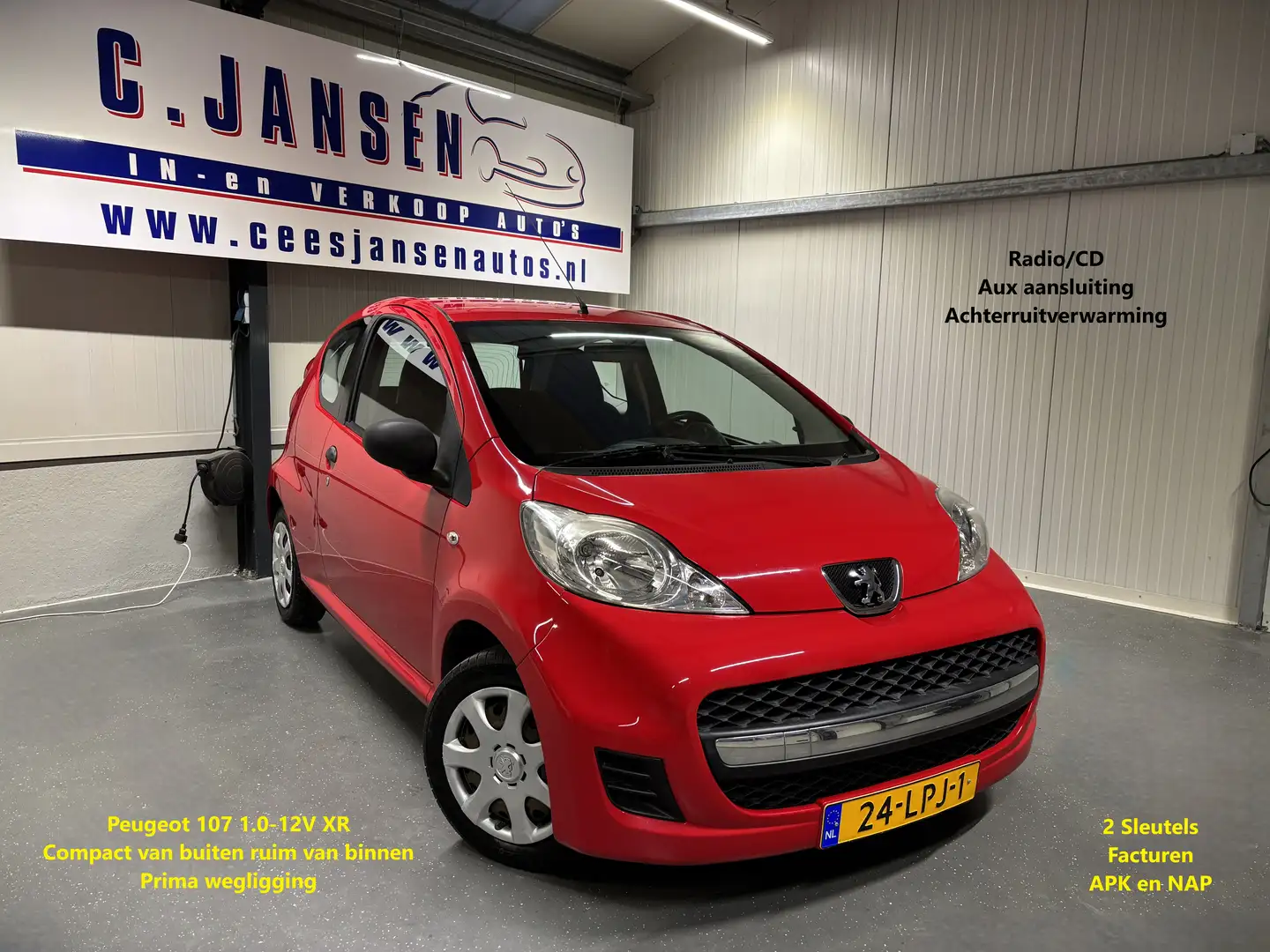 Peugeot 107 1.0-12V XR Leuke auto | AUX aansluiting | Radio CD Rood - 1