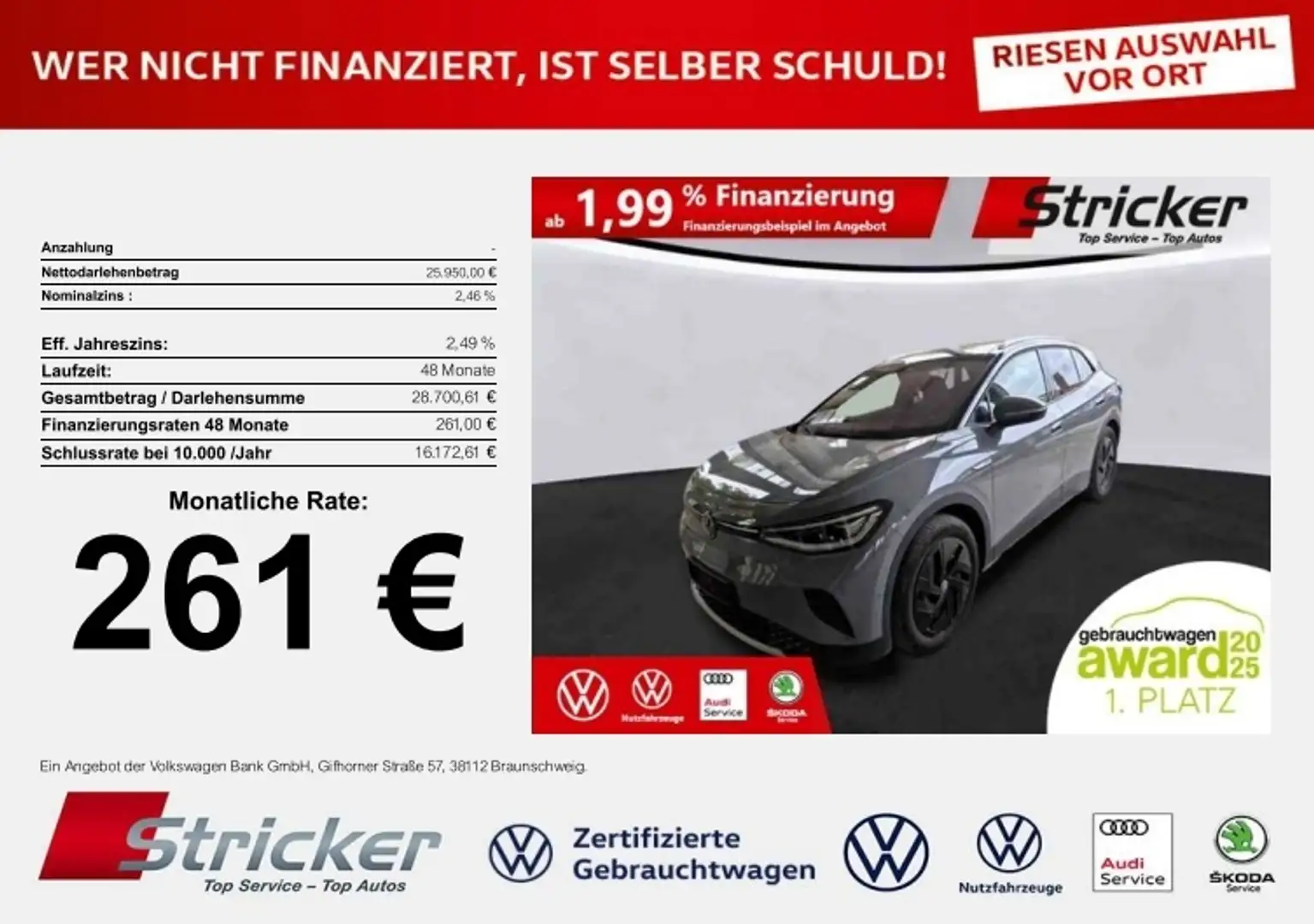 Volkswagen ID.4 Pro Performance 261,- ohne Anzahlung AHK Pano ACC Silber - 2