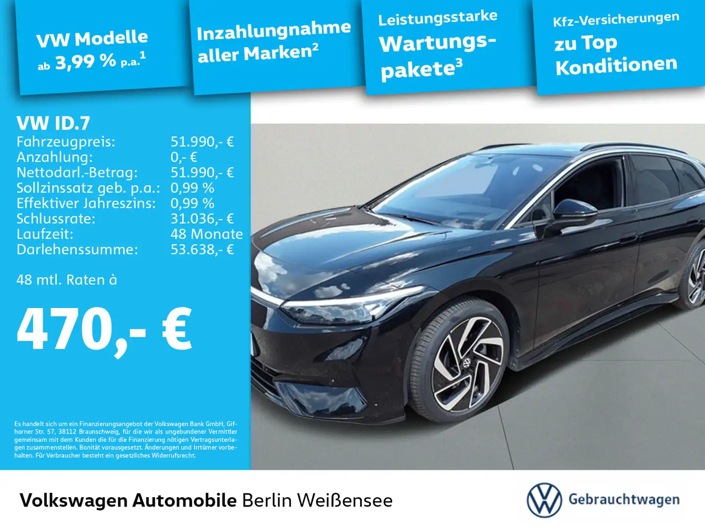 Volkswagen ID.7 Tourer Pro*360*AHK*APP*HUD*MATRIX*MEMORY*NA Schwarz - 1