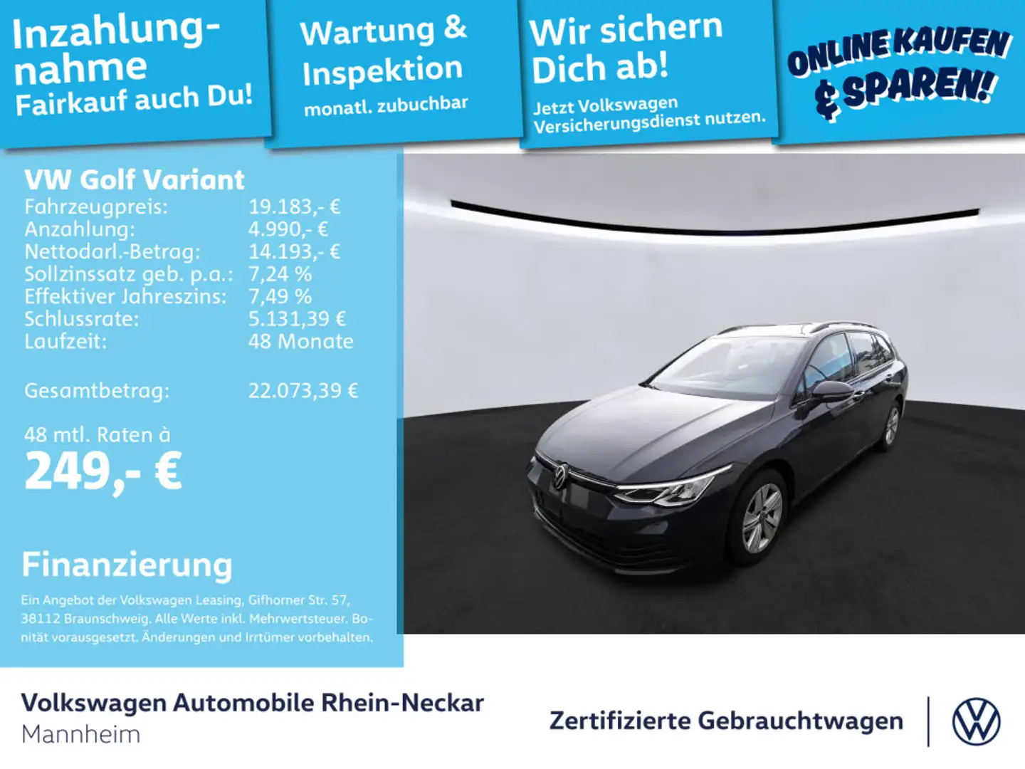 Volkswagen Golf Variant 2.0 TDI Life Navi AHK LED uvm. Grau - 1