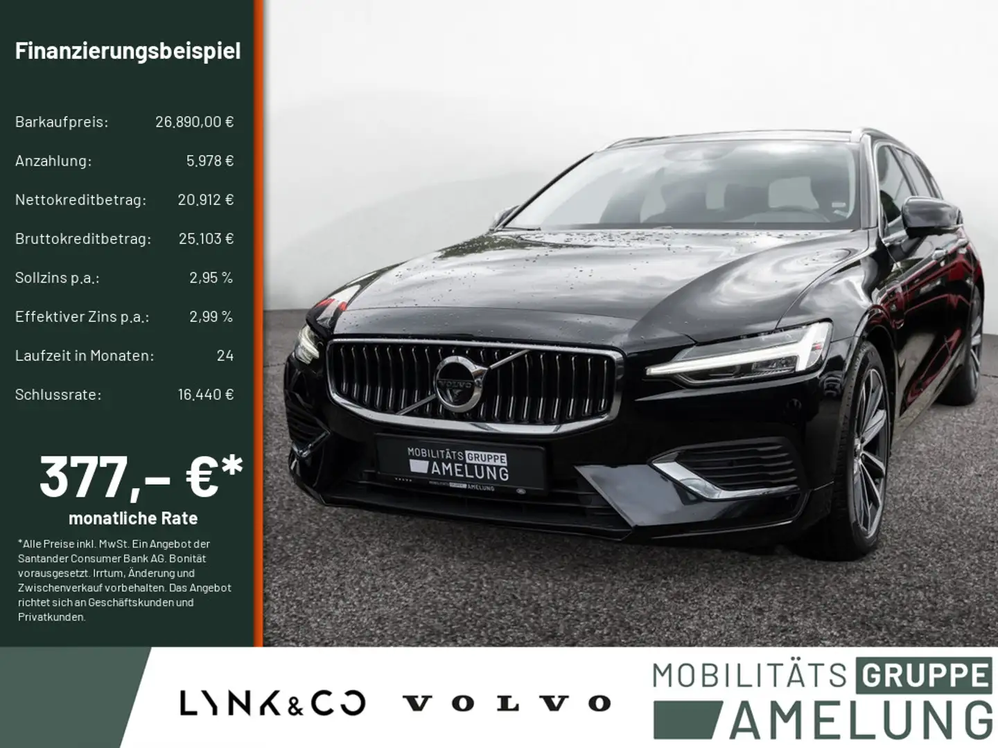 Volvo V60 T6 AWD Recharge Core aus 1.Hand Zwart - 1