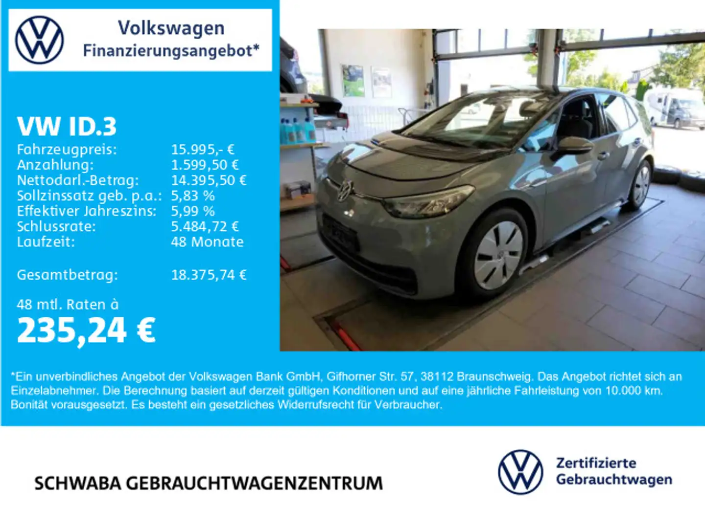 Volkswagen ID.3 Pure Performance *LED*NAVI*SPUR*FRONT* Grijs - 1