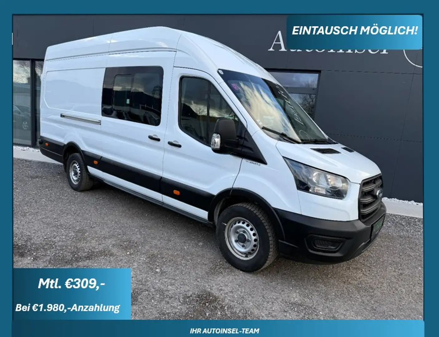 Ford Transit DoKa 6 Sitze L4H3 Maxi AHK Weiß - 1