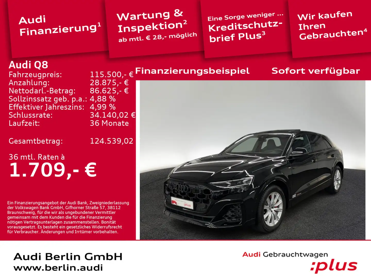 Audi Q8 TFSI e quattro tiptronic Schwarz - 1