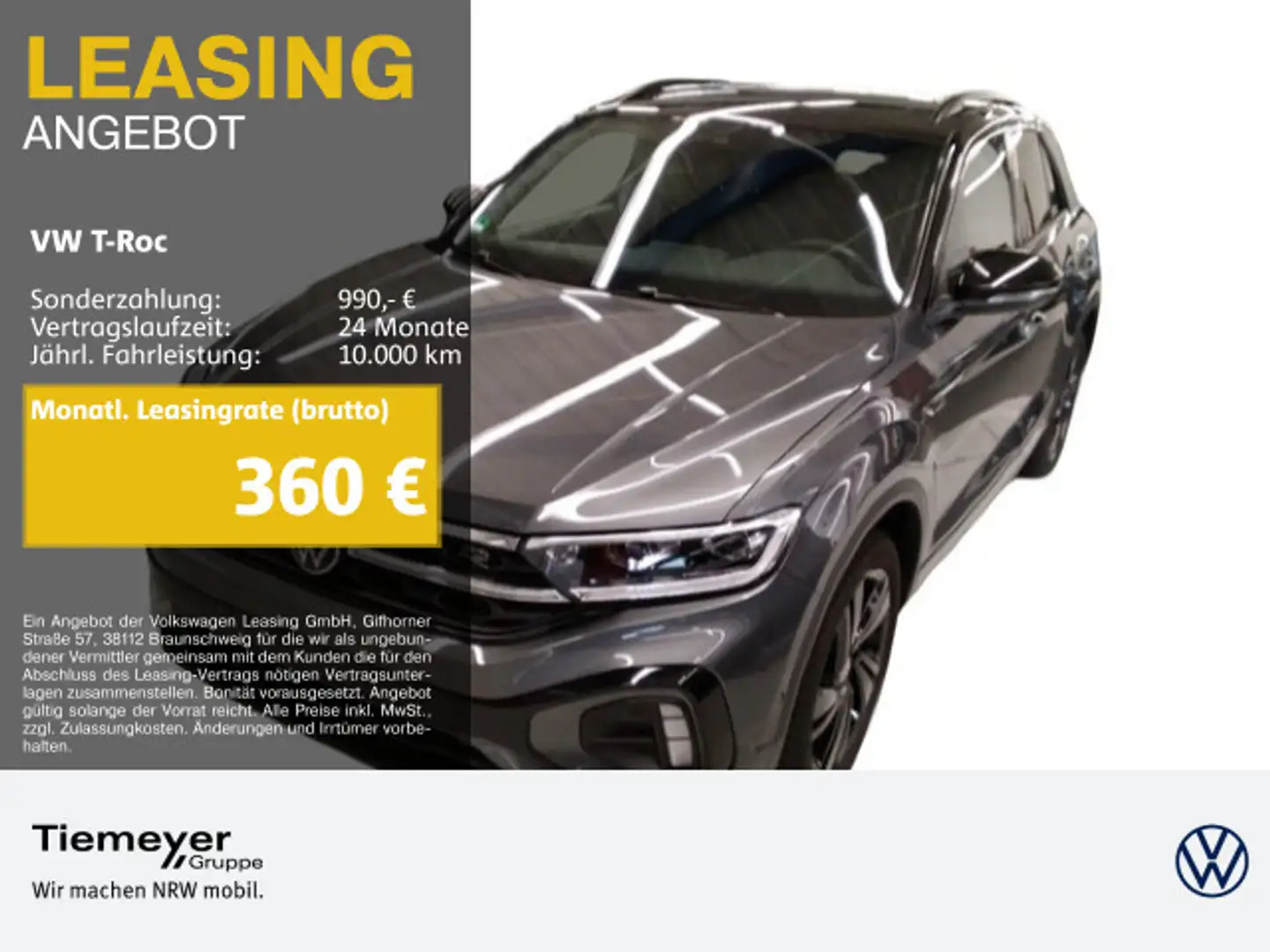 Volkswagen T-Roc 2.0 TDI DSG R-LINE BLACK LM18 PANO AHK ST. Grau - 1