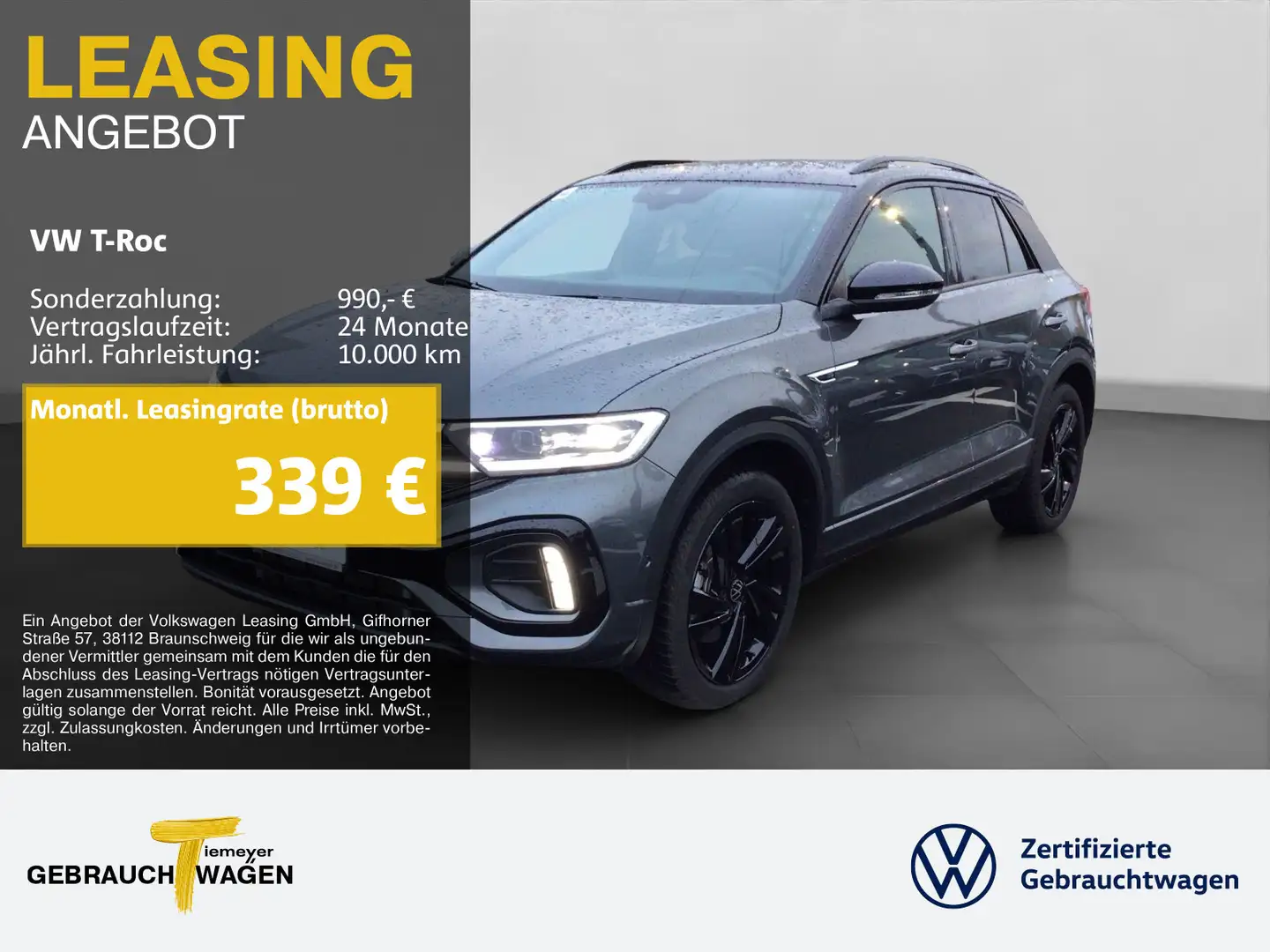 Volkswagen T-Roc 2.0 TDI DSG R-LINE BLACK LM18 PANO AHK ST. Grau - 1