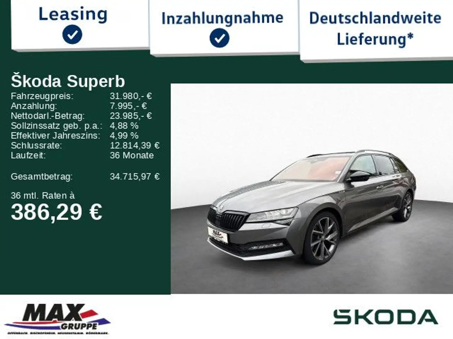 Skoda Superb Combi 2.0TDI Sportline 4x4 KAM+NAVI+ACC Gris - 1