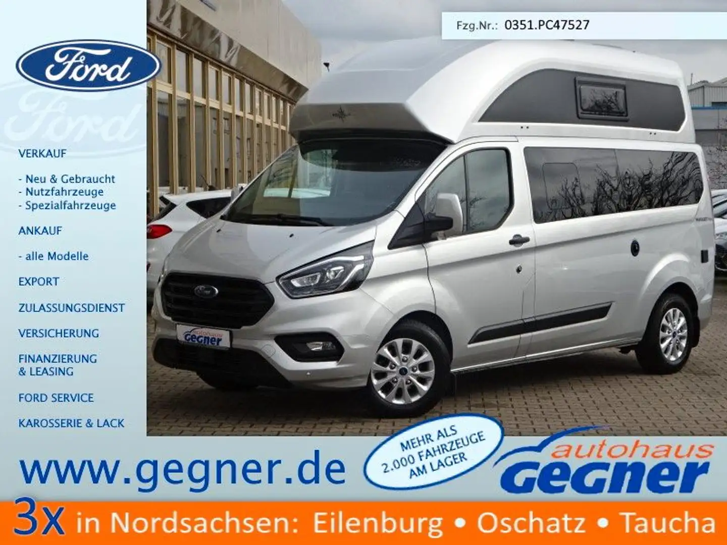 Ford Transit Custom Nugget Plus 150PS Autm. Hochdach Navi Bi-Xenon Argent - 1