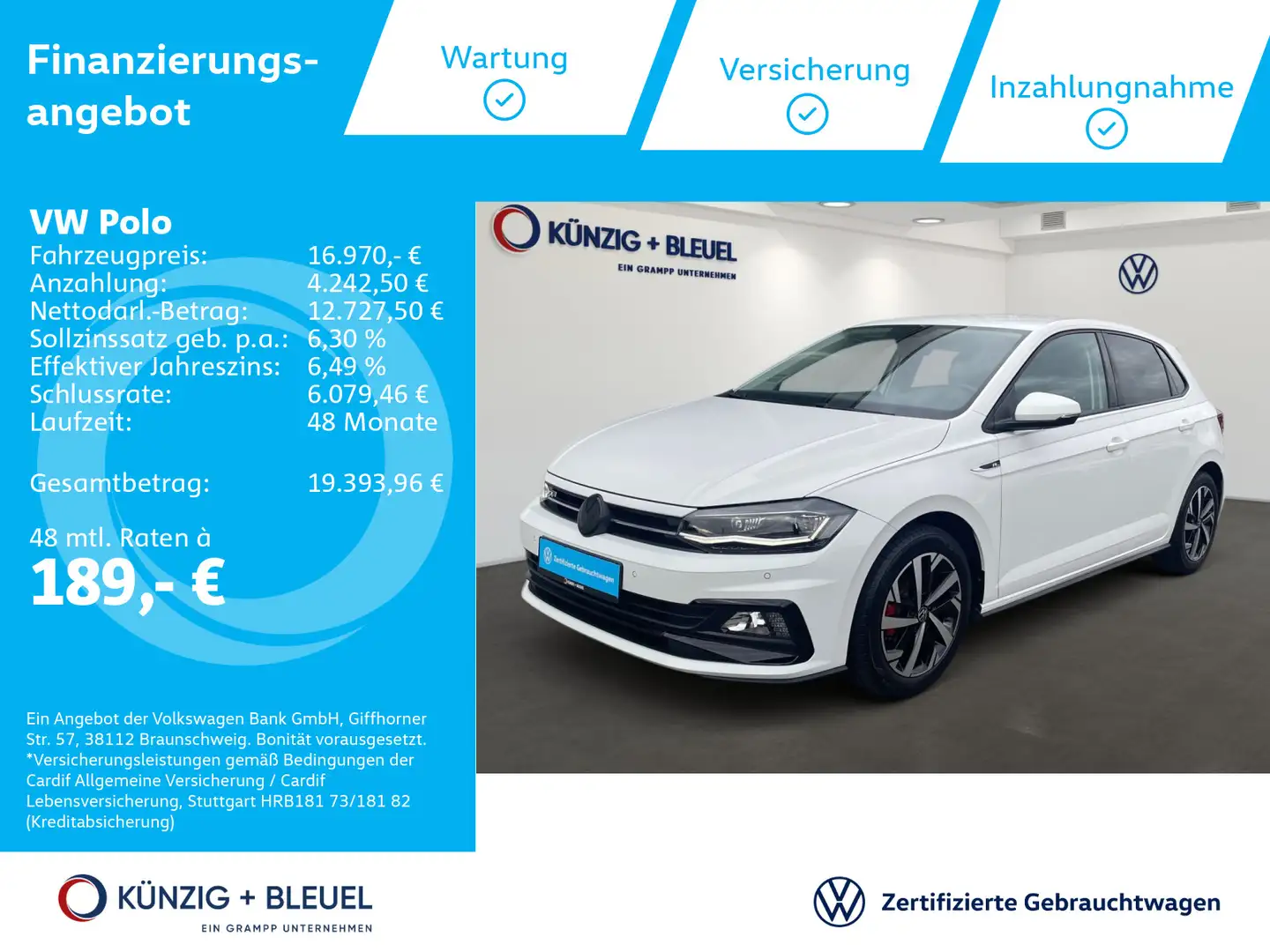 Volkswagen Polo Highline 1.0TSI +R-LINE+LED+NAVI+SHZ+ Weiß - 1