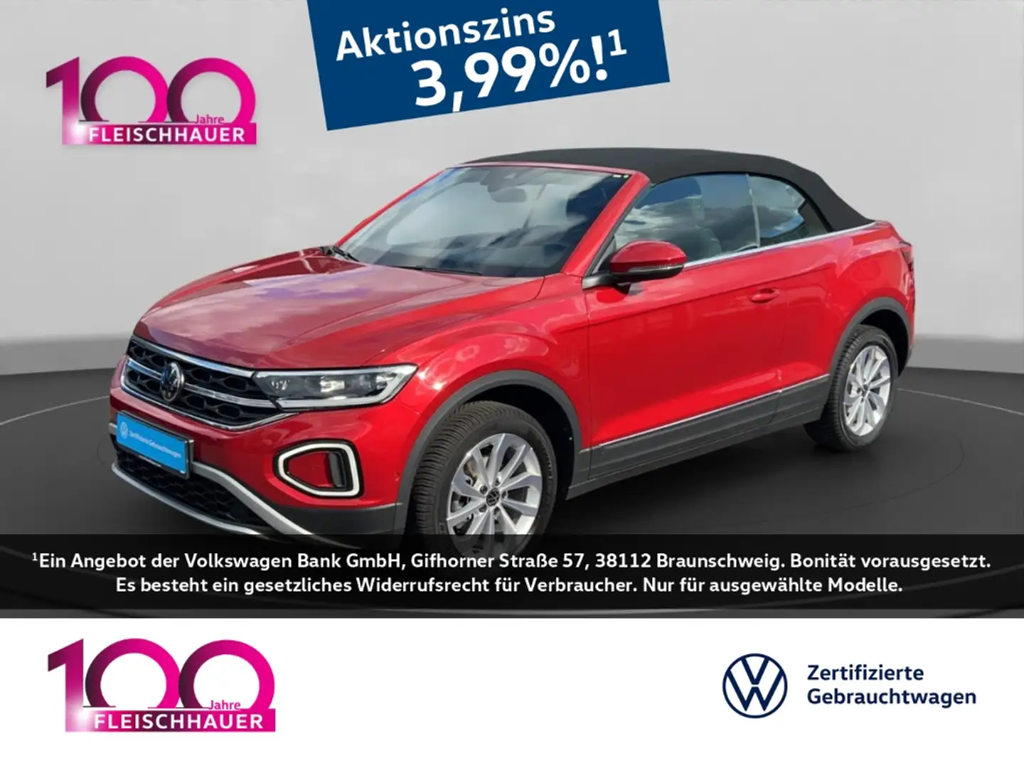 Volkswagen T-Roc Cabriolet Style 1.5 TSI+SHZ+LED+ACC+NAVI Red - 1