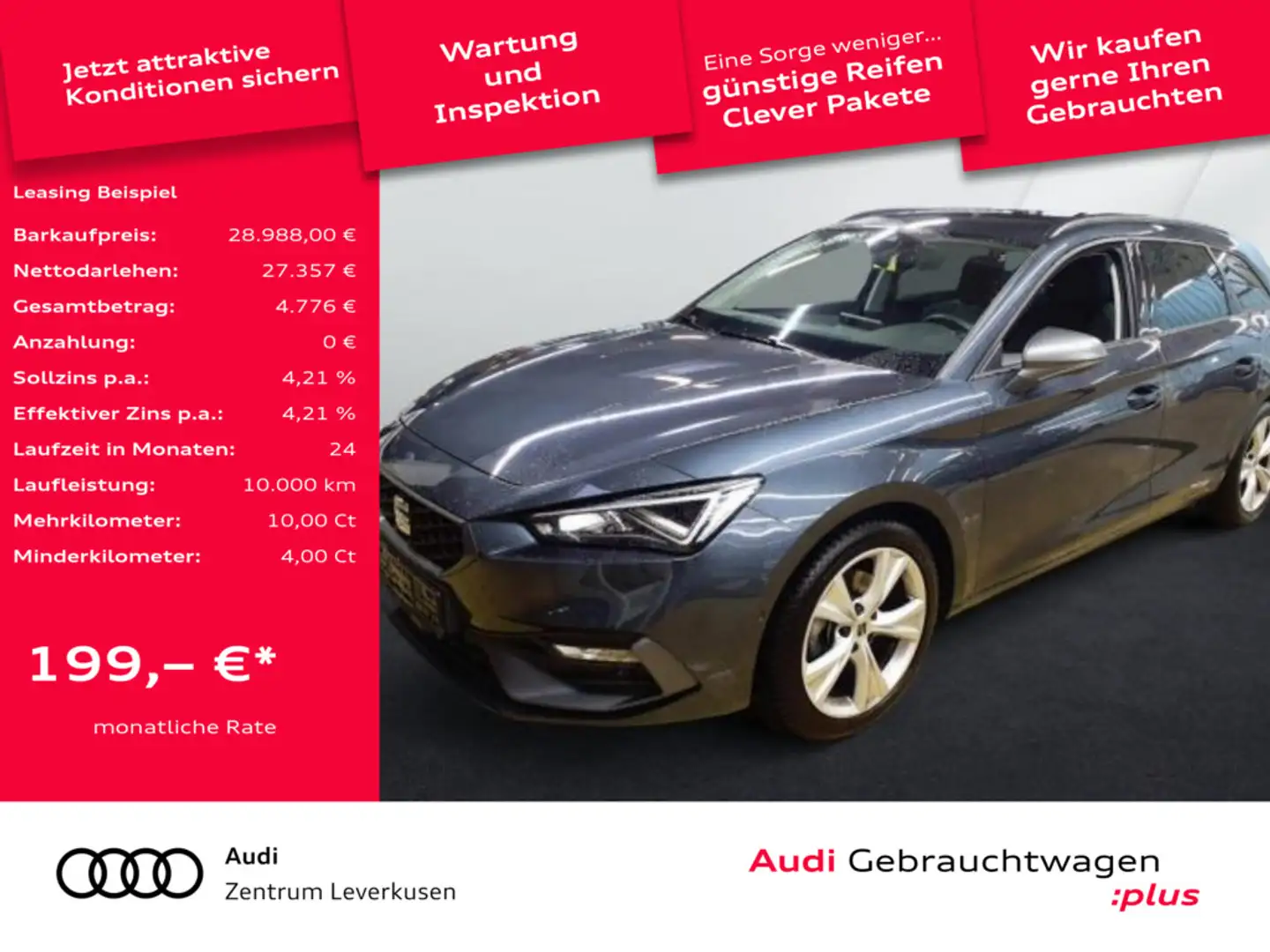 SEAT Leon DSG VIRT LED KAM SHZ PDC Schwarz - 1