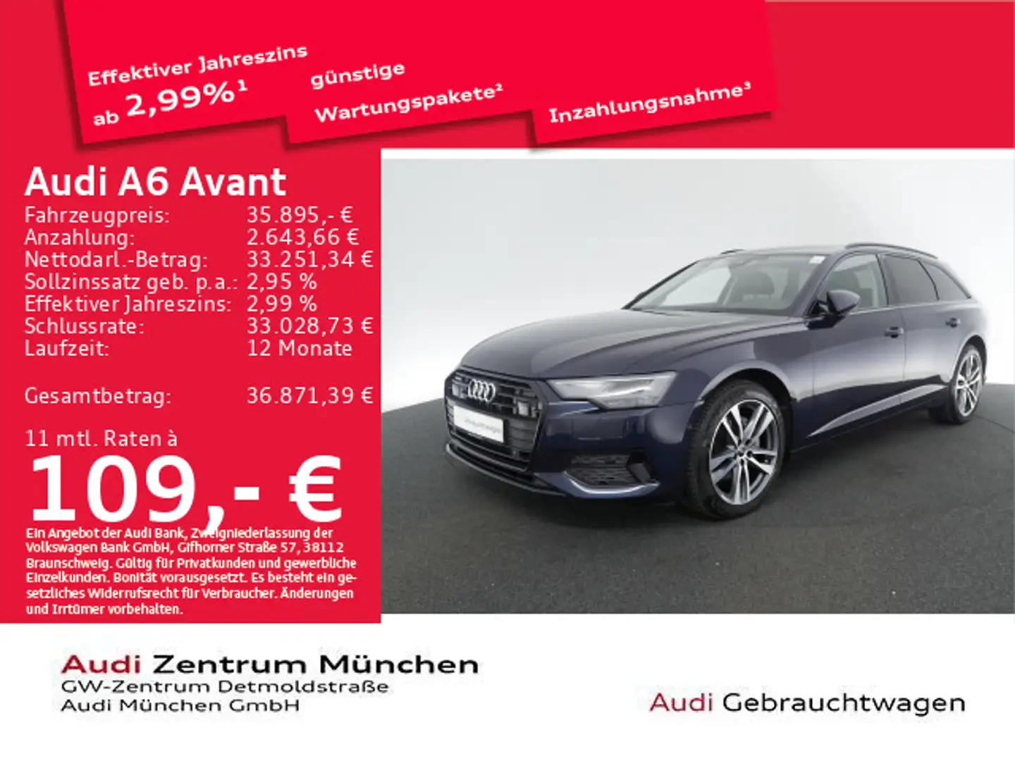 Audi A6 40 TDI qu. sport S tronic Virtual+/LED/ Blau - 1