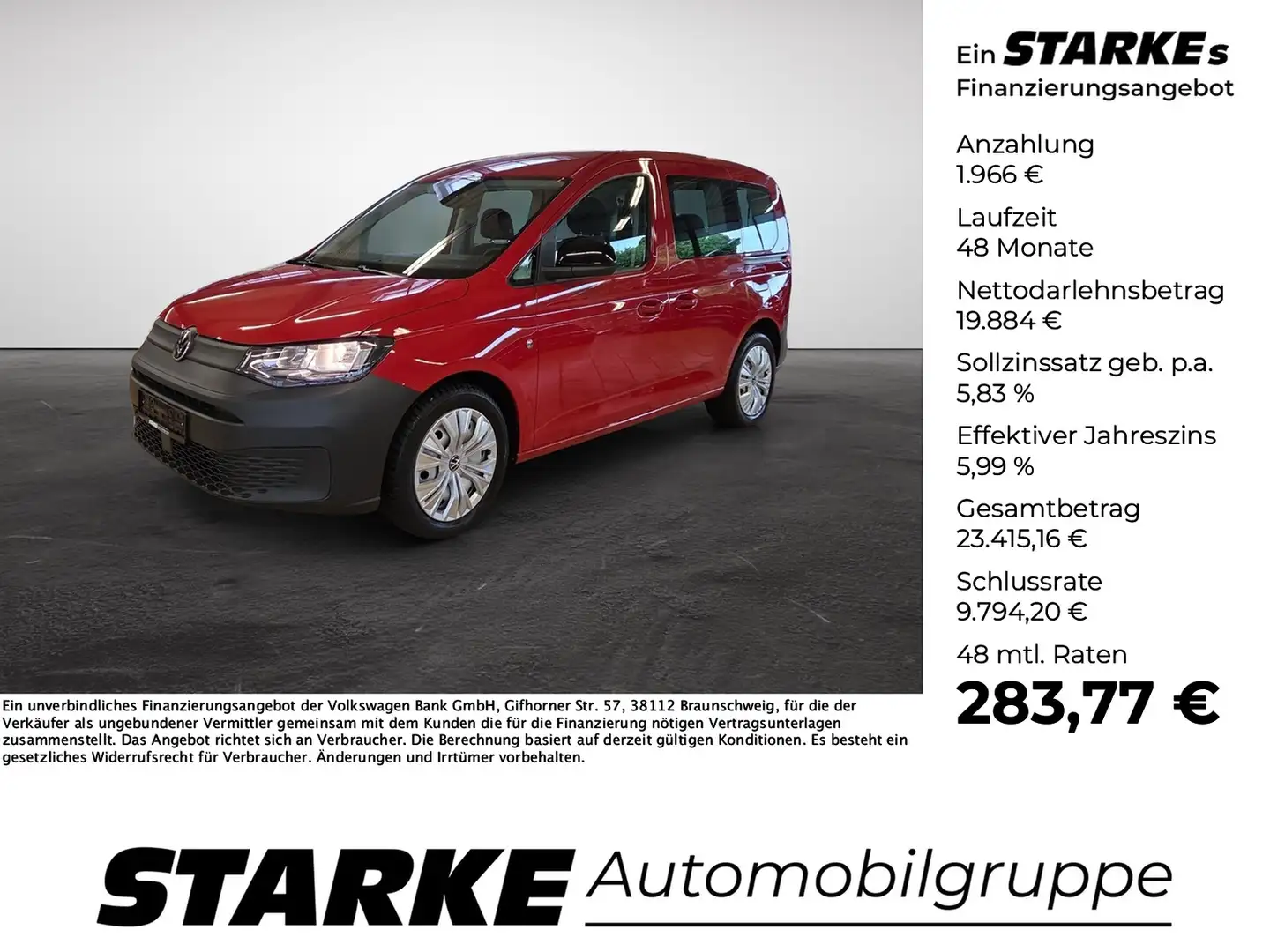 Volkswagen Caddy Kombi 2.0 TDI Basis Navi PDC Lane Assist Tempomat Rojo - 1