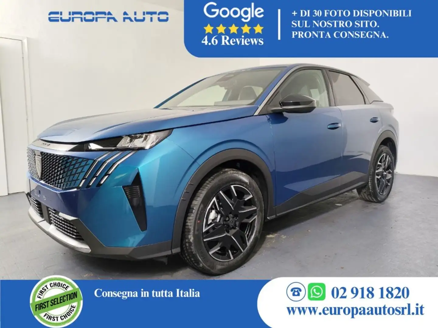 Peugeot 3008 Hybrid 136 e-DCS6 Allure + Panoramic i-Cockpit® Blu/Azzurro - 1