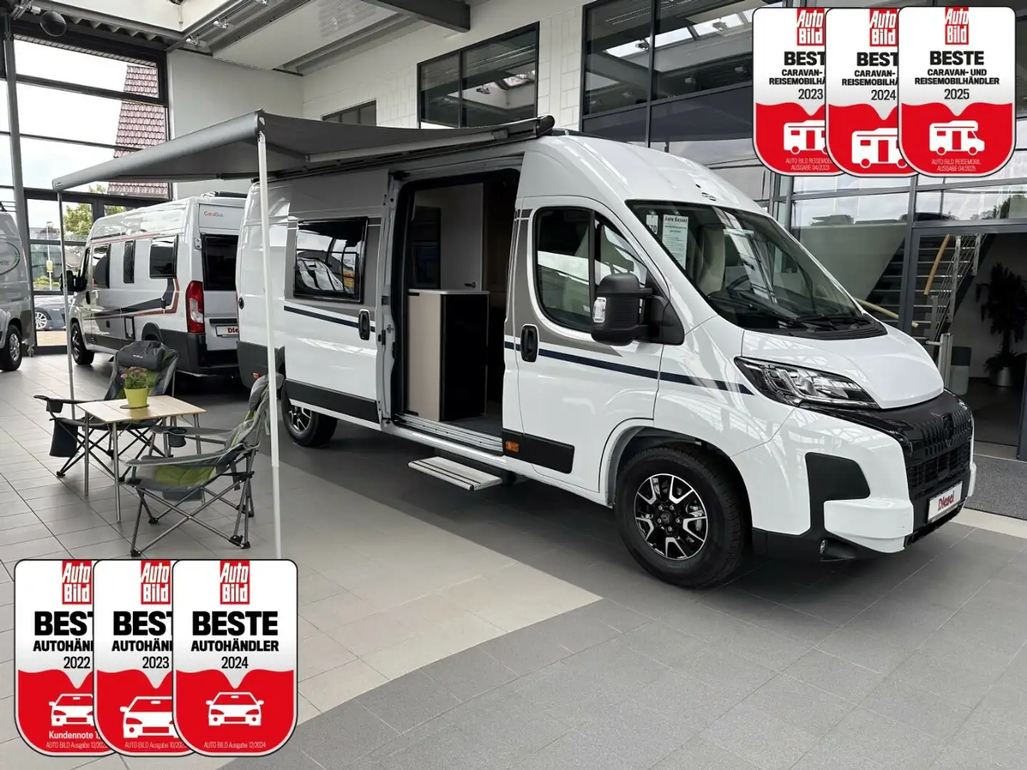Carado CV 640 +Längsbett+AHK+TV+Solar+Navi+Kamera+Markise Weiß - 1