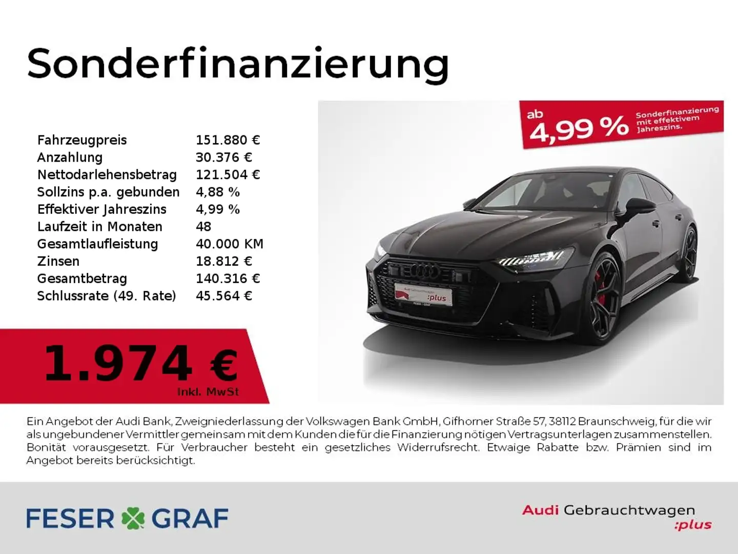 Audi RS7 Sportback performance RS-Dynamik/Head Up/22" Schwarz - 1