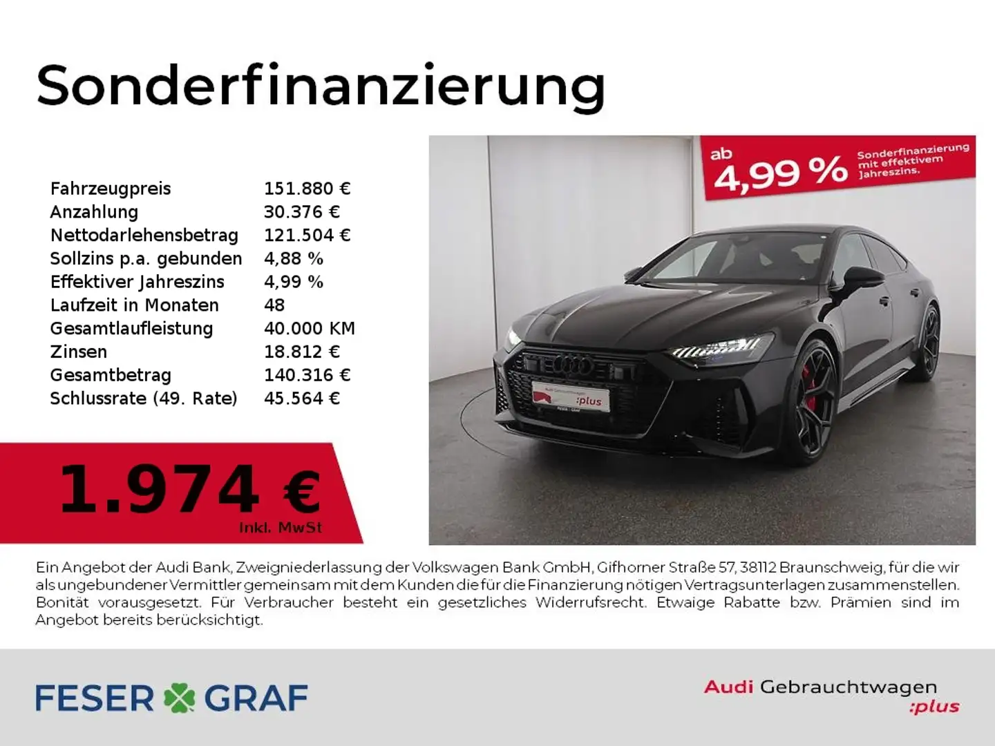 Audi RS7 Sportback performance RS-Dynamik/Head Up/22" Noir - 1