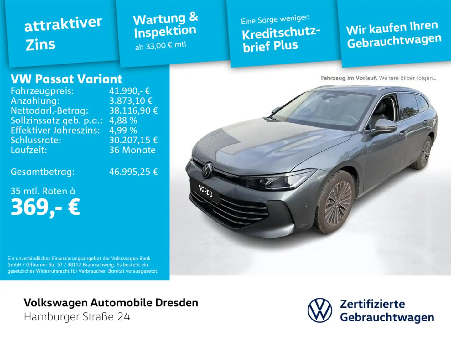 Volkswagen Passat Variant Elegance 2.0 TDI DSG 4M IQ DCC Grau - 1