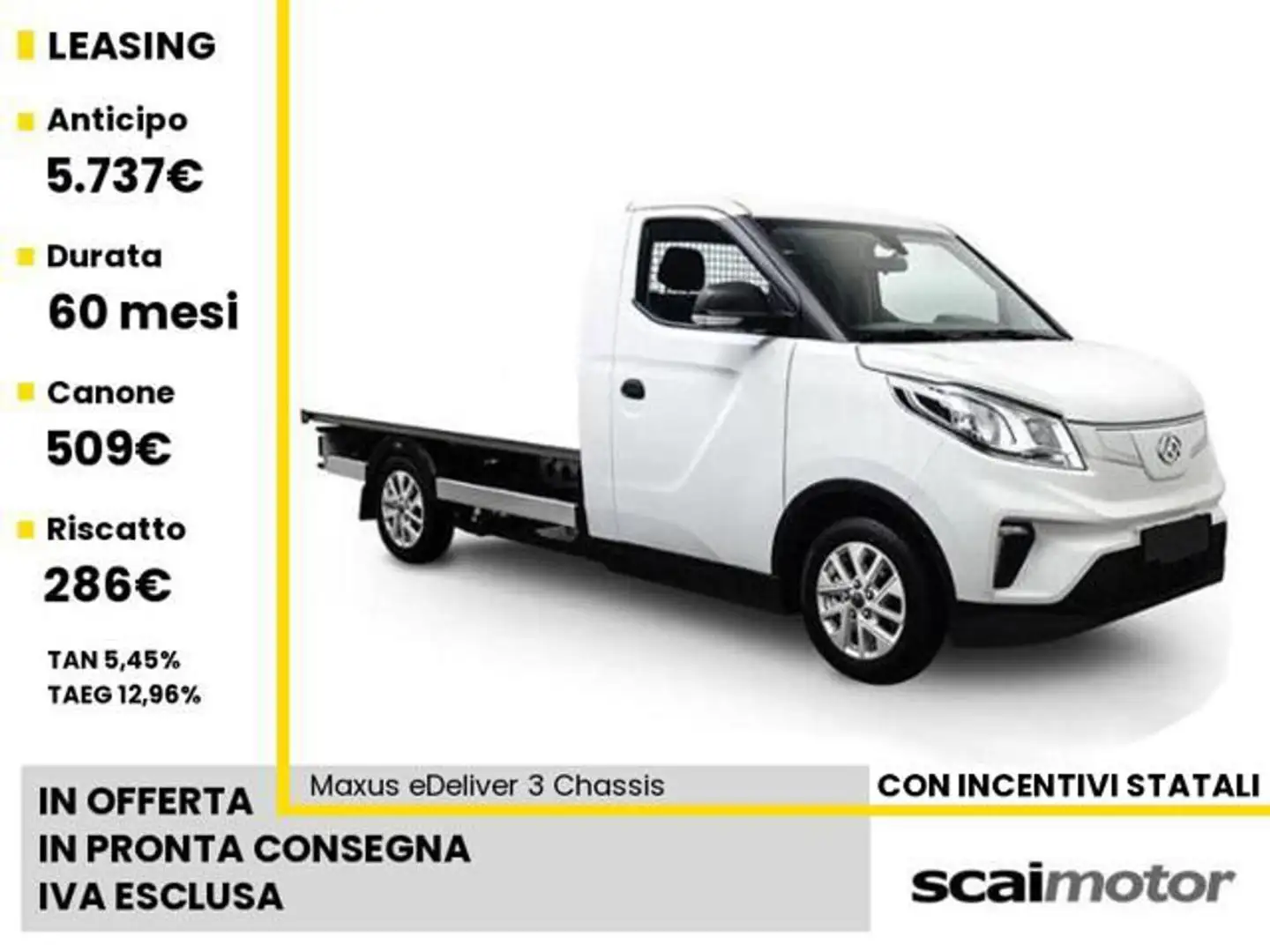 Maxus eDeliver 3 Chassis Cab Bianco - 1