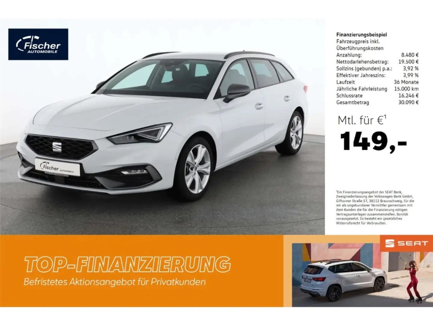 SEAT Leon Sportstourer 1.5 eTSI DSG FR LED/NAV/KAMERA Weiß - 1