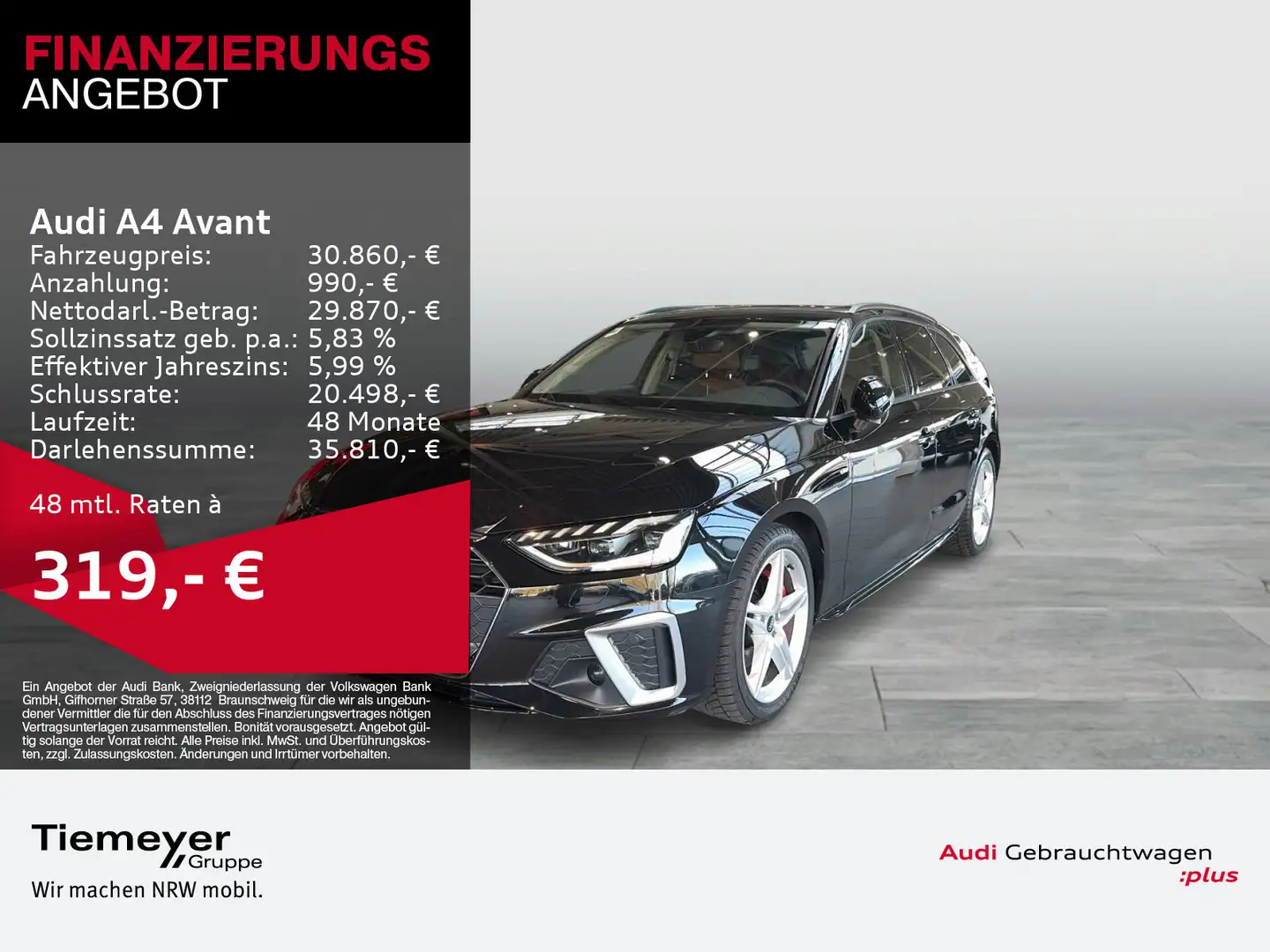 Audi A4 40 TFSI S LINE LM19 PANO LEDER MATRIX Nero - 1