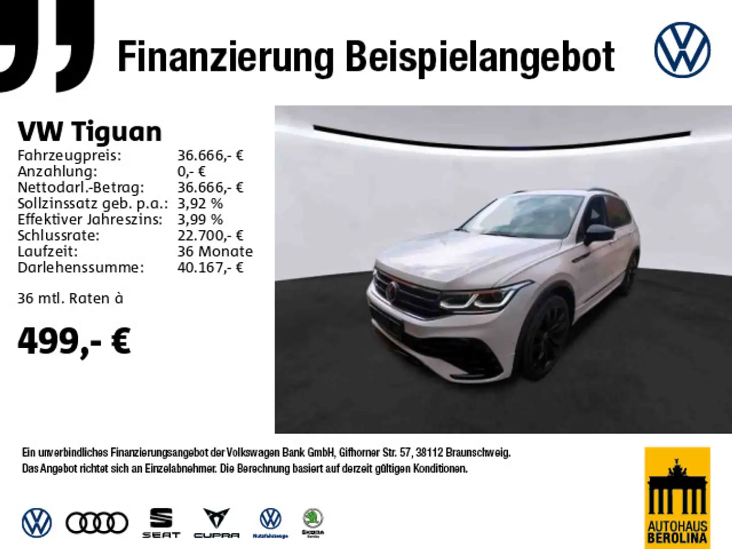 Volkswagen Tiguan 2.0 TSI 4M R-Line DSG *IQ-MATRIX*HuD*NAV* Weiß - 1