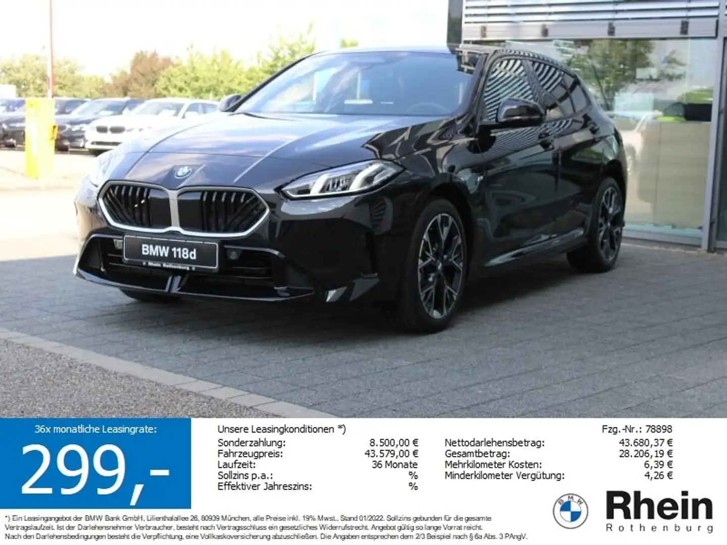 BMW 118 d M-Sport Design Pano. SHZ. RFK Zwart - 1