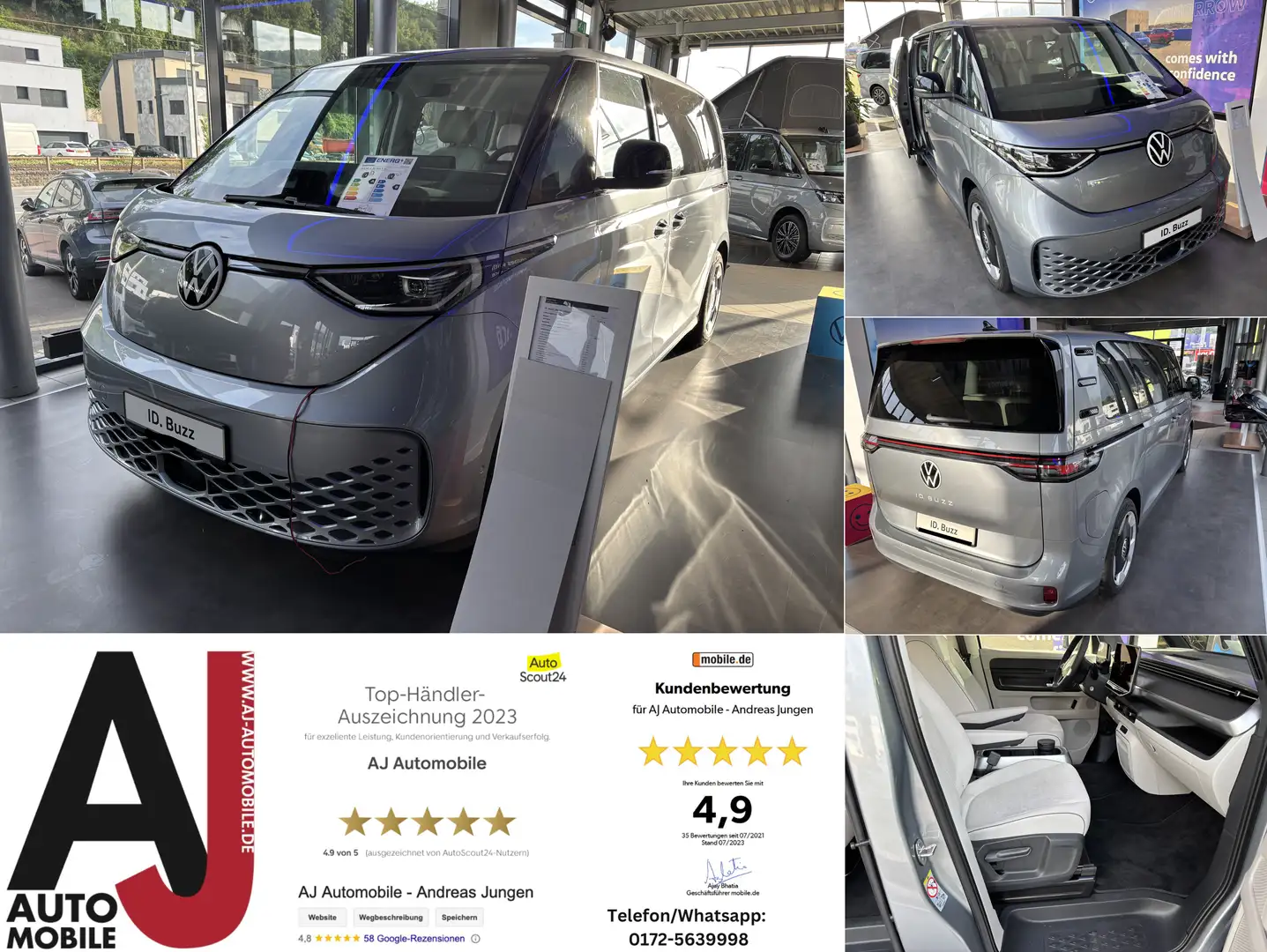 Volkswagen ID. Buzz Bus Pro LR lang AHK/7Sitze/Neuwagen Silber - 1