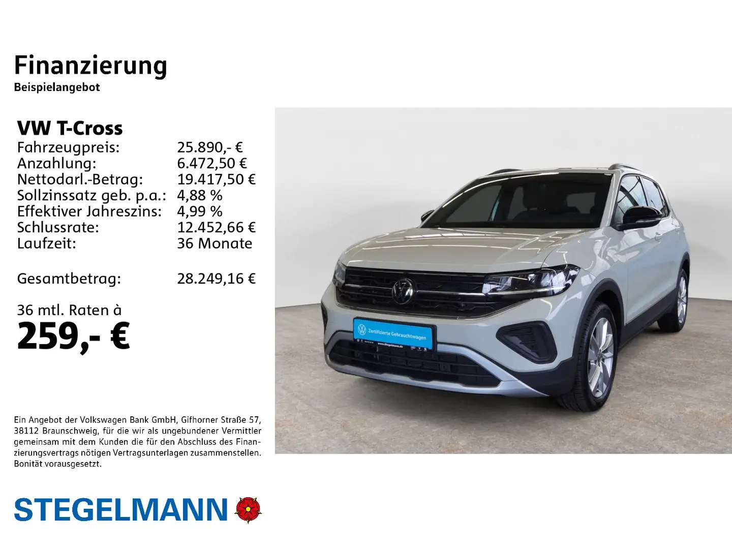 Volkswagen T-Cross 1.0 TSI DSG Goal *AHK*LED*Navi* Grau - 2