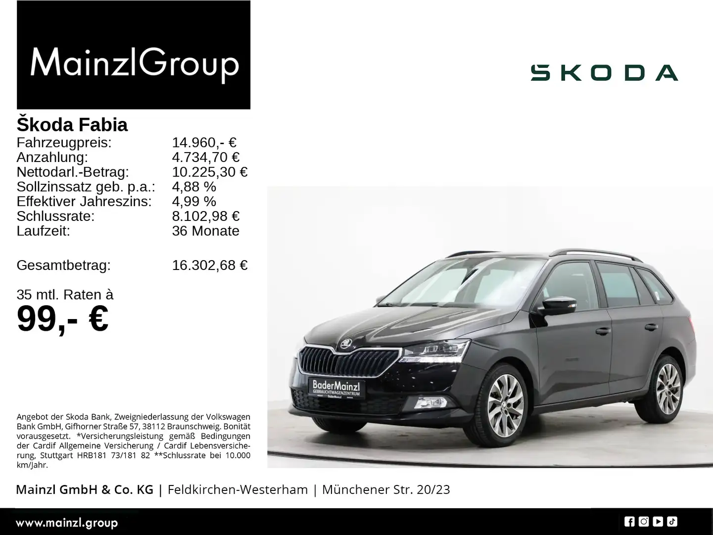 Skoda Fabia Combi 1.0 TSI DSG Clever PDC CarPlay SHZ Schwarz - 1