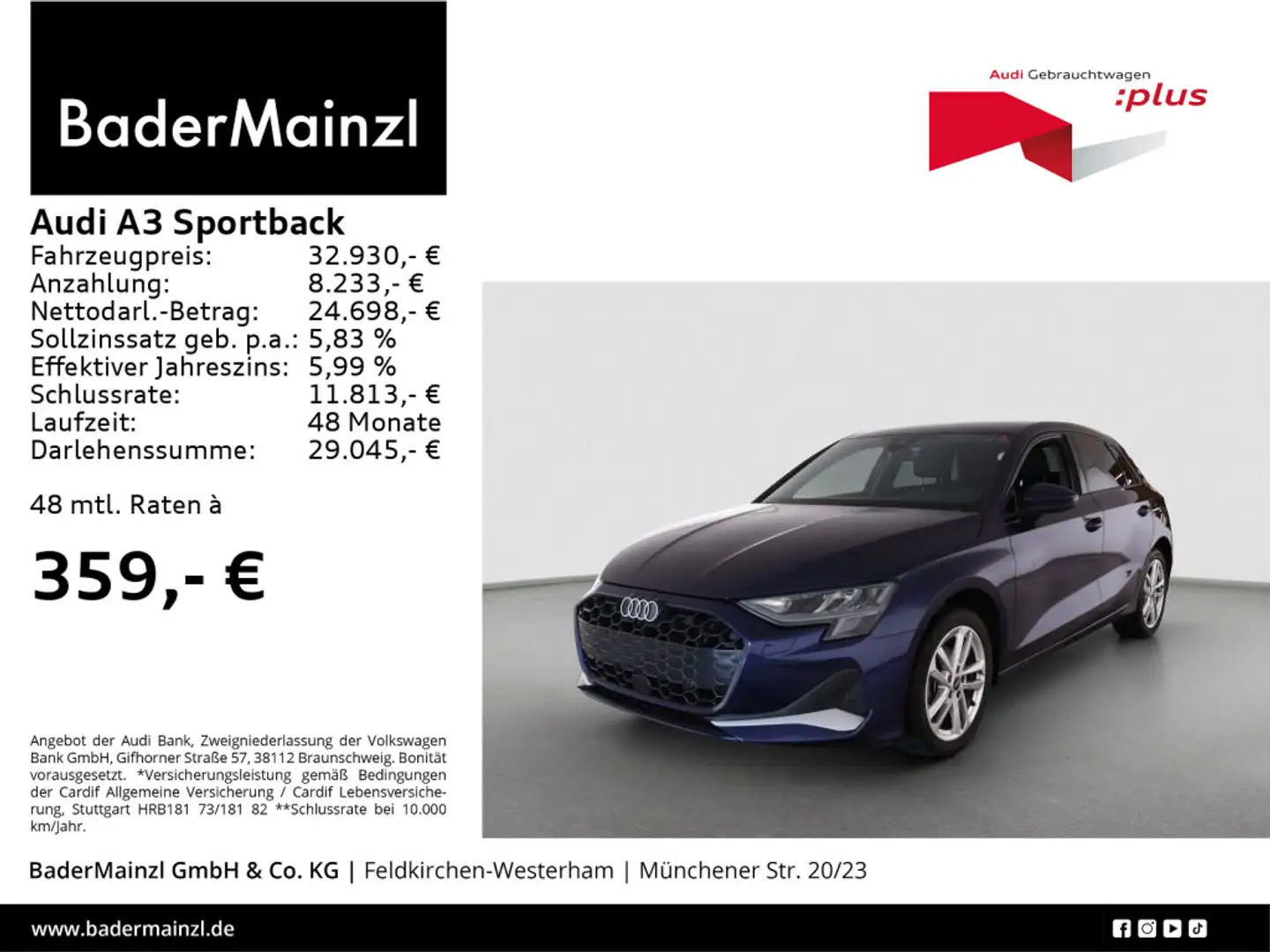 Audi A3 35 TFSI S tronic AHK Kam. HUD SONOS Bleu - 1