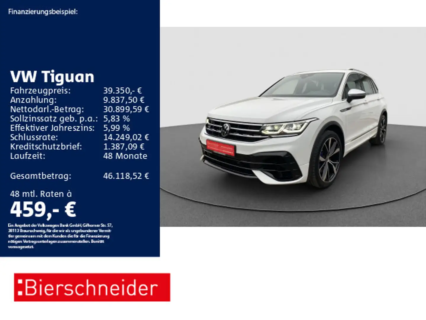 Volkswagen Tiguan 2.0 TSI DSG 4Mo. R AHK MATRIX DCC 20 Weiß - 1
