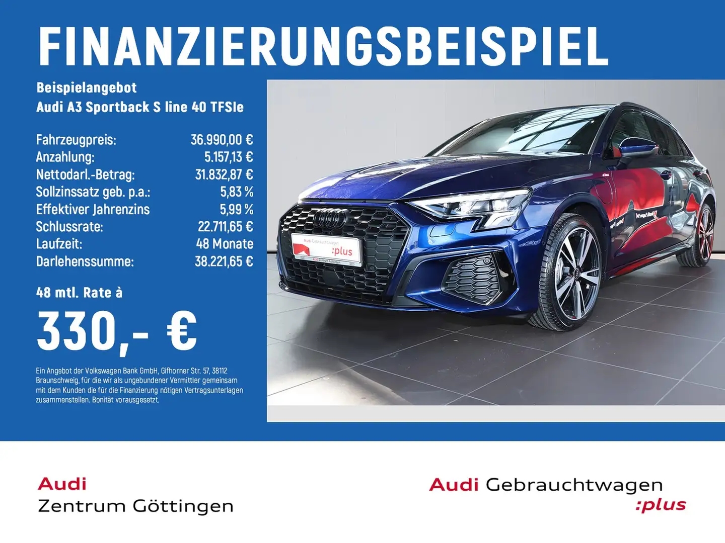 Audi A3 Sportback S line 40 TFSIe AHK+LED+SOUND Blau - 2