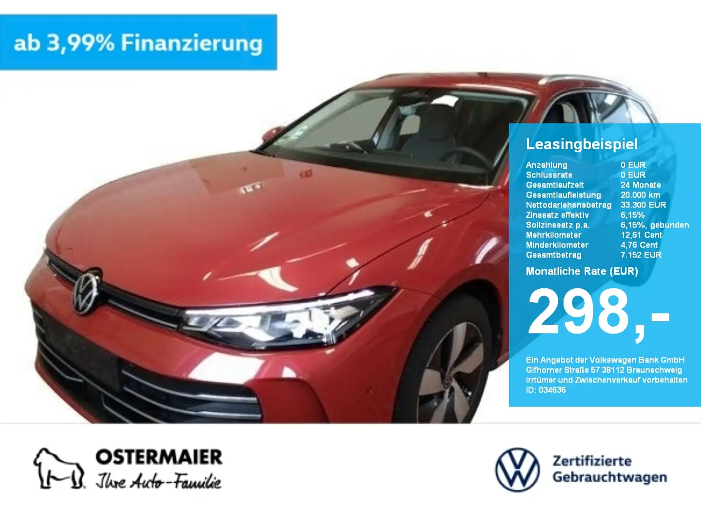 Volkswagen Passat Variant BUSINESS 1.5TSIe 150PS DSG NP.54T 5JG.HEAD-UP.NAVI Rot - 1