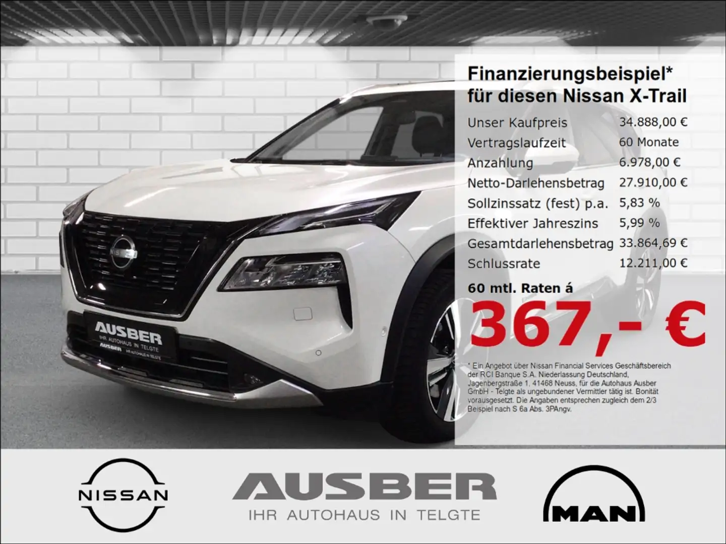 Nissan X-Trail e-Power e-4orce Tekna 1.5 VC-T AHK abnehmbar 1800k Weiß - 1