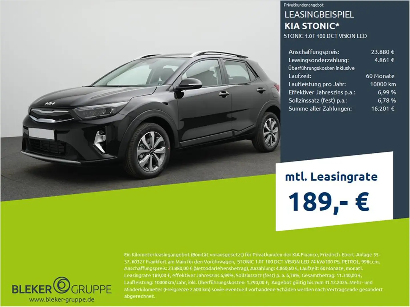 Kia Stonic 1.0T 100 DCT VISION LED Zwart - 1
