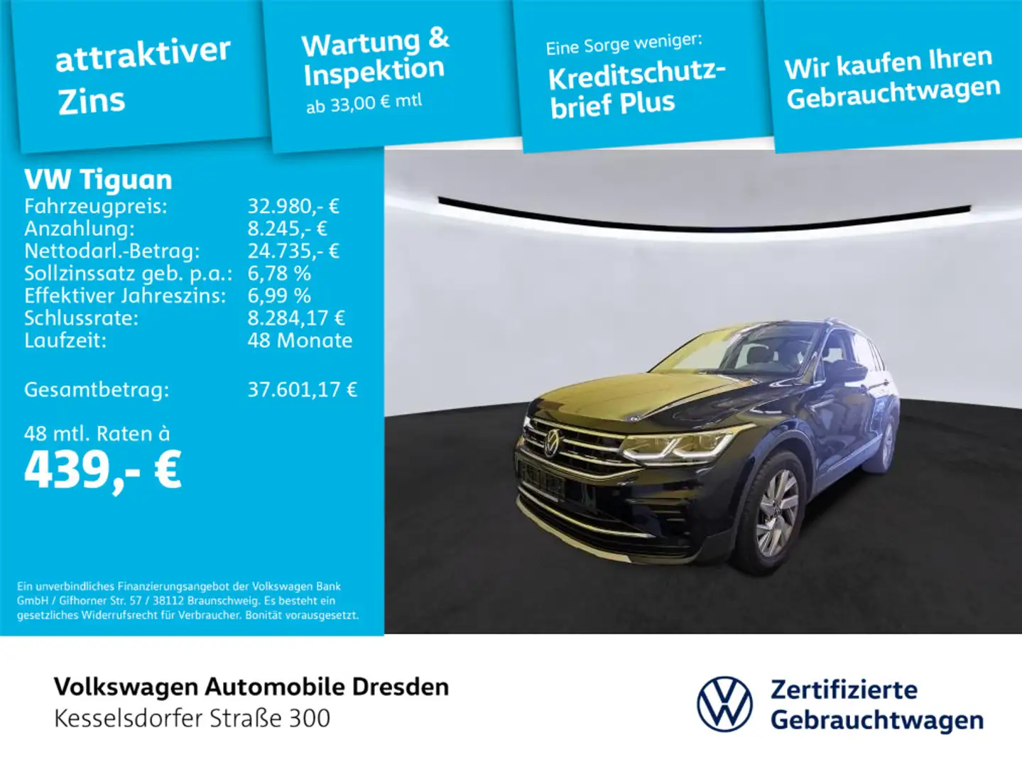 Volkswagen Tiguan Elegance Schwarz - 1