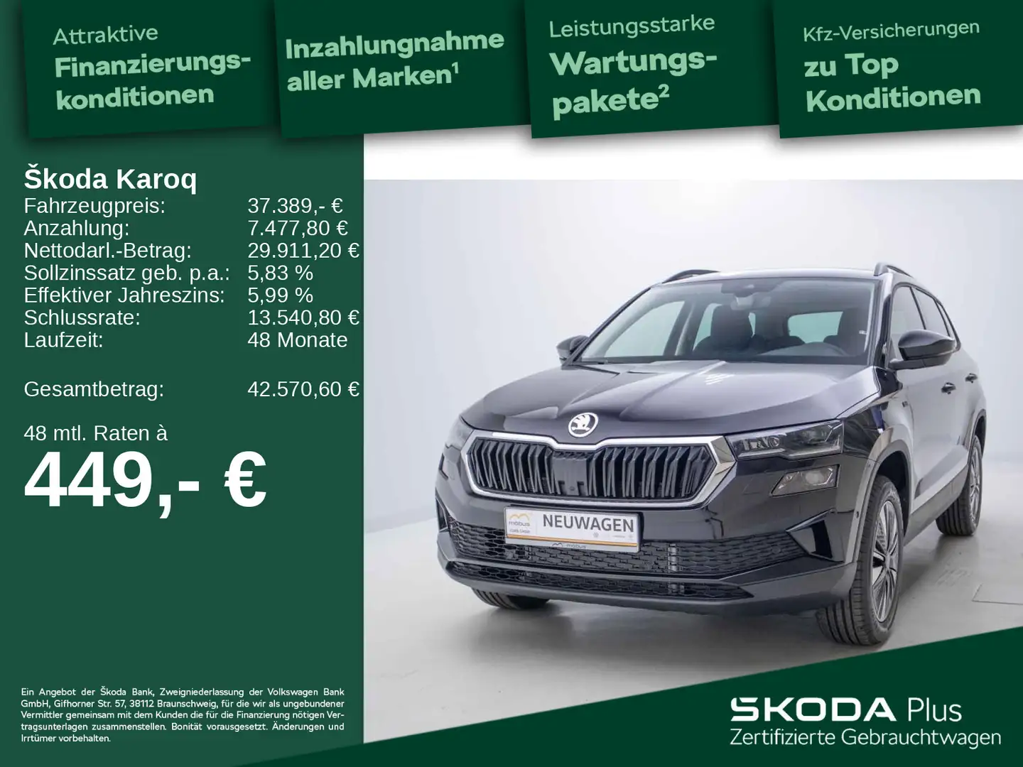 Skoda Karoq 1.5 TSI Selection AHK*KESSY*LED Schwarz - 1