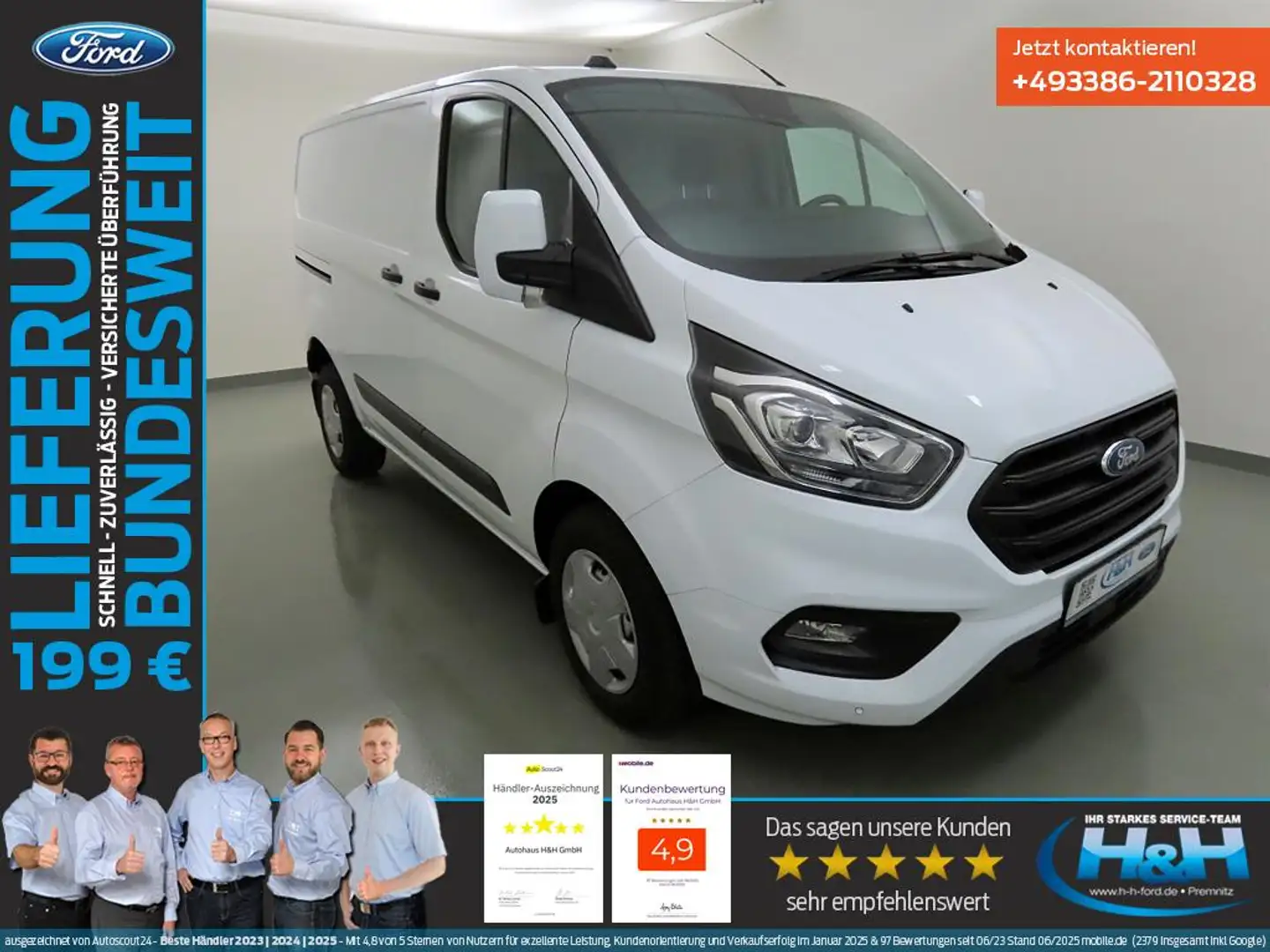 Ford Transit Custom 2.0 280 L1 Trend ACC+SHZ+Kam+AHK Blanc - 1