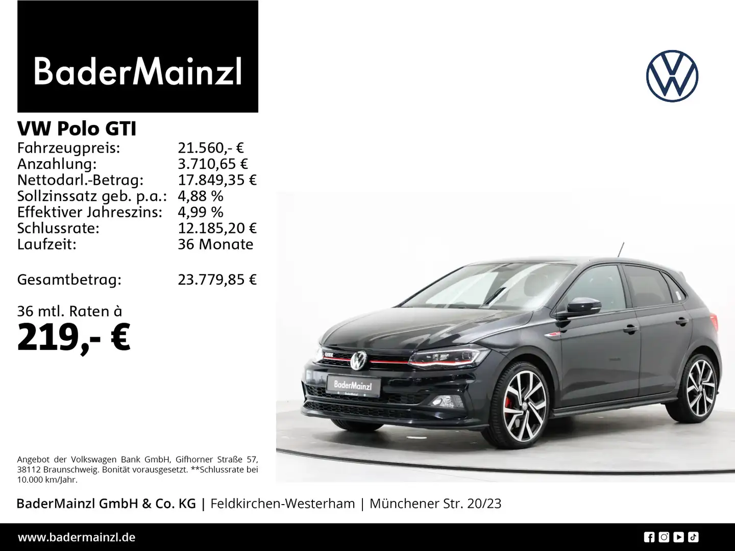 Volkswagen Polo GTI 2.0 TSI DSG Kamera SHZ ACC Schwarz - 1
