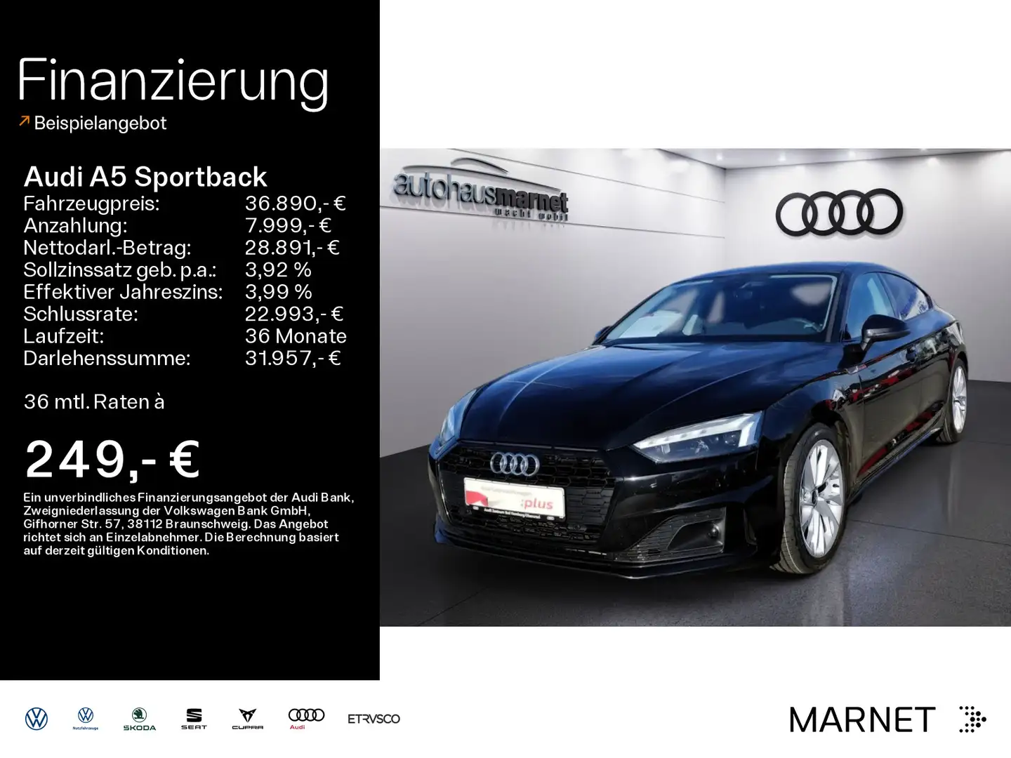 Audi A5 Advanced 35 TDI*Navi*Matrix*Alu*PDC Zwart - 1
