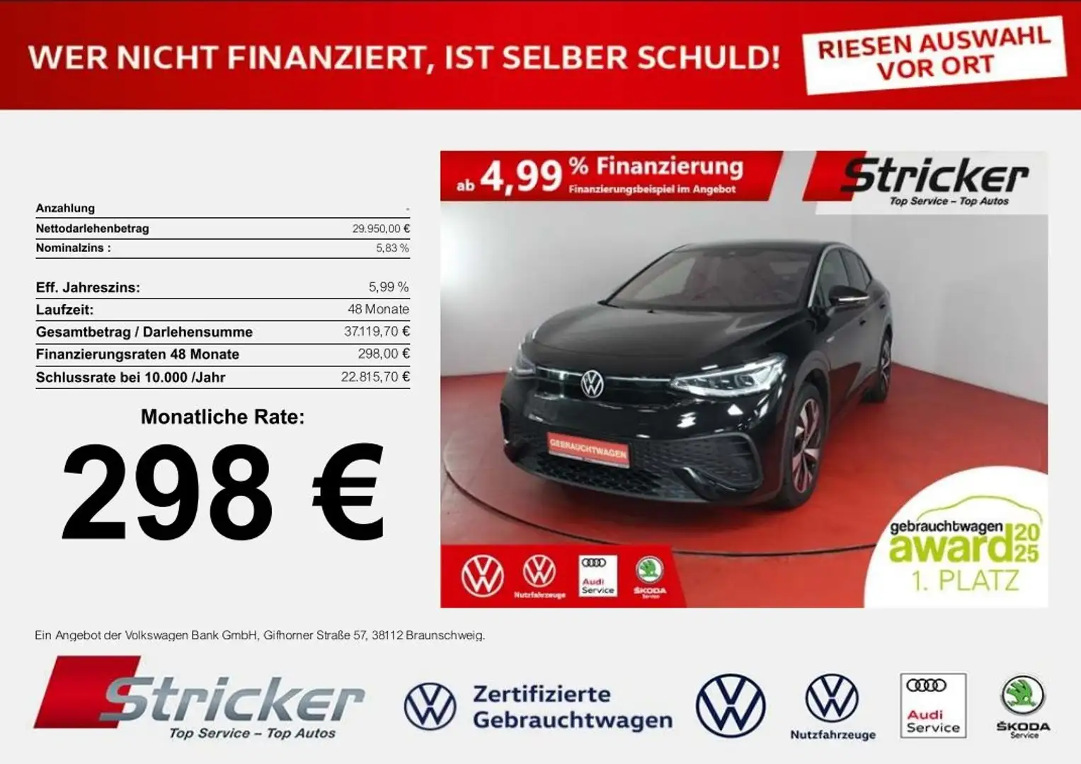 Volkswagen ID.5 Pro Performance 150/77 298,-ohne Anzahlung IQ.Lig Schwarz - 1