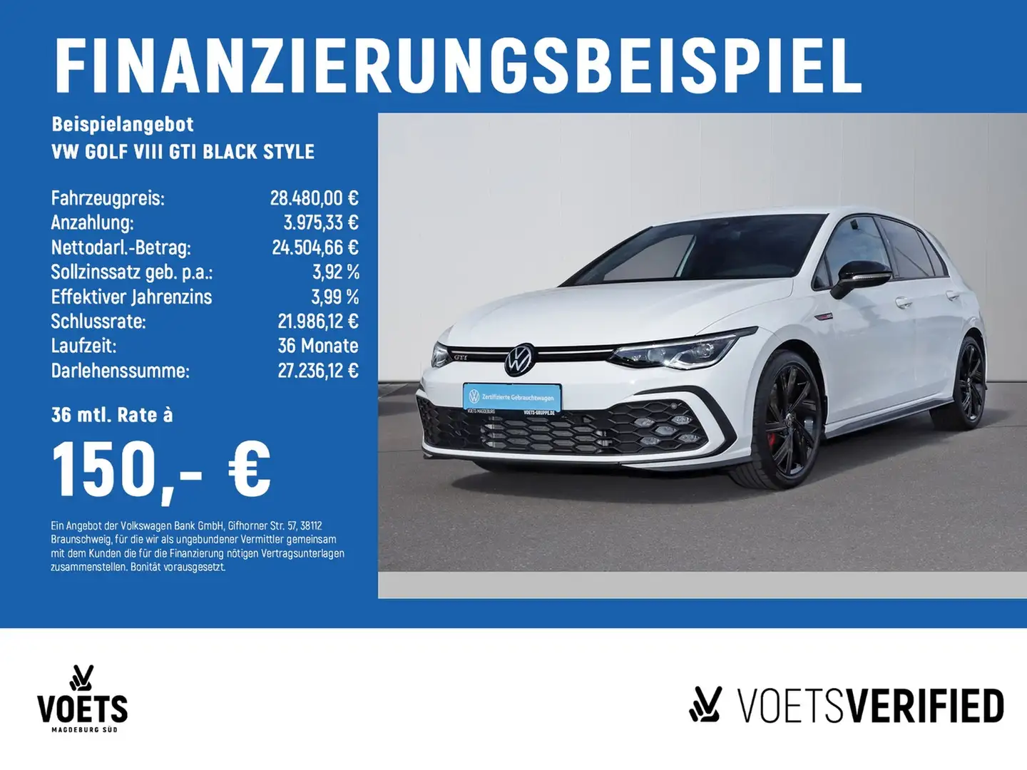 Volkswagen Golf VIII GTI BLACK STYLE IQ-LIGHT+NAVI+KAMERA Weiß - 2