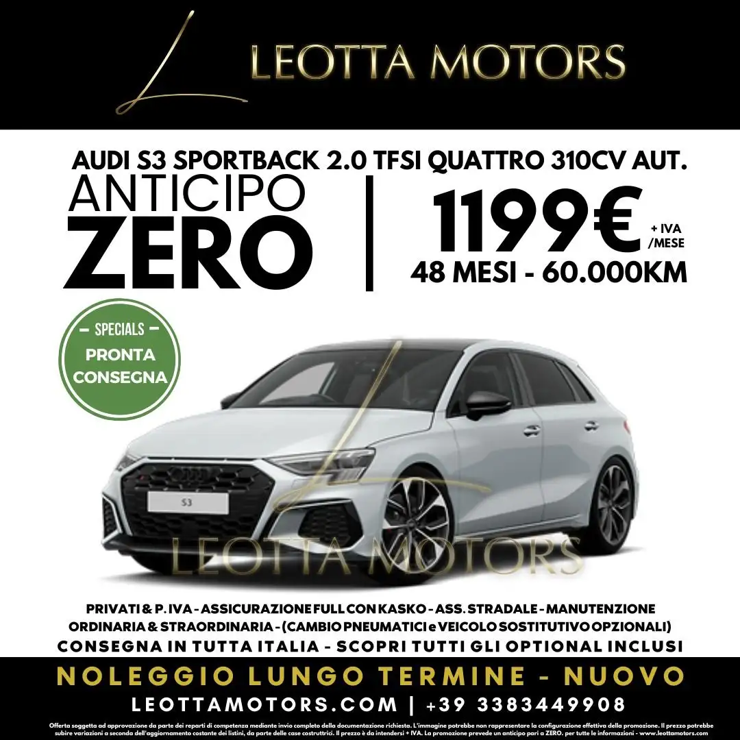 Audi S3 SPB 2.0 TFSI QUATTRO AUT. NOLEGGIO LUNGO TERMINE Grigio - 1