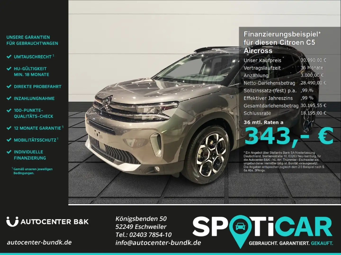 Citroen C5 Aircross Plug-In-Hybrid 225 e-EAT8 Shine EU6d Navi,360 Grad Gris - 1