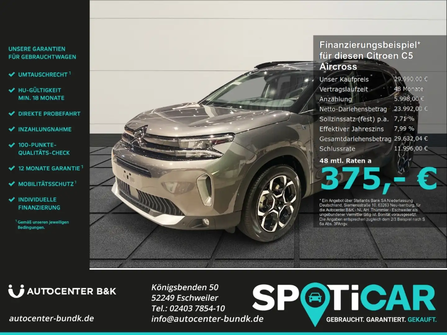 Citroen C5 Aircross Plug-In-Hybrid 225 e-EAT8 Shine EU6d Navi,360 Grad Grijs - 1