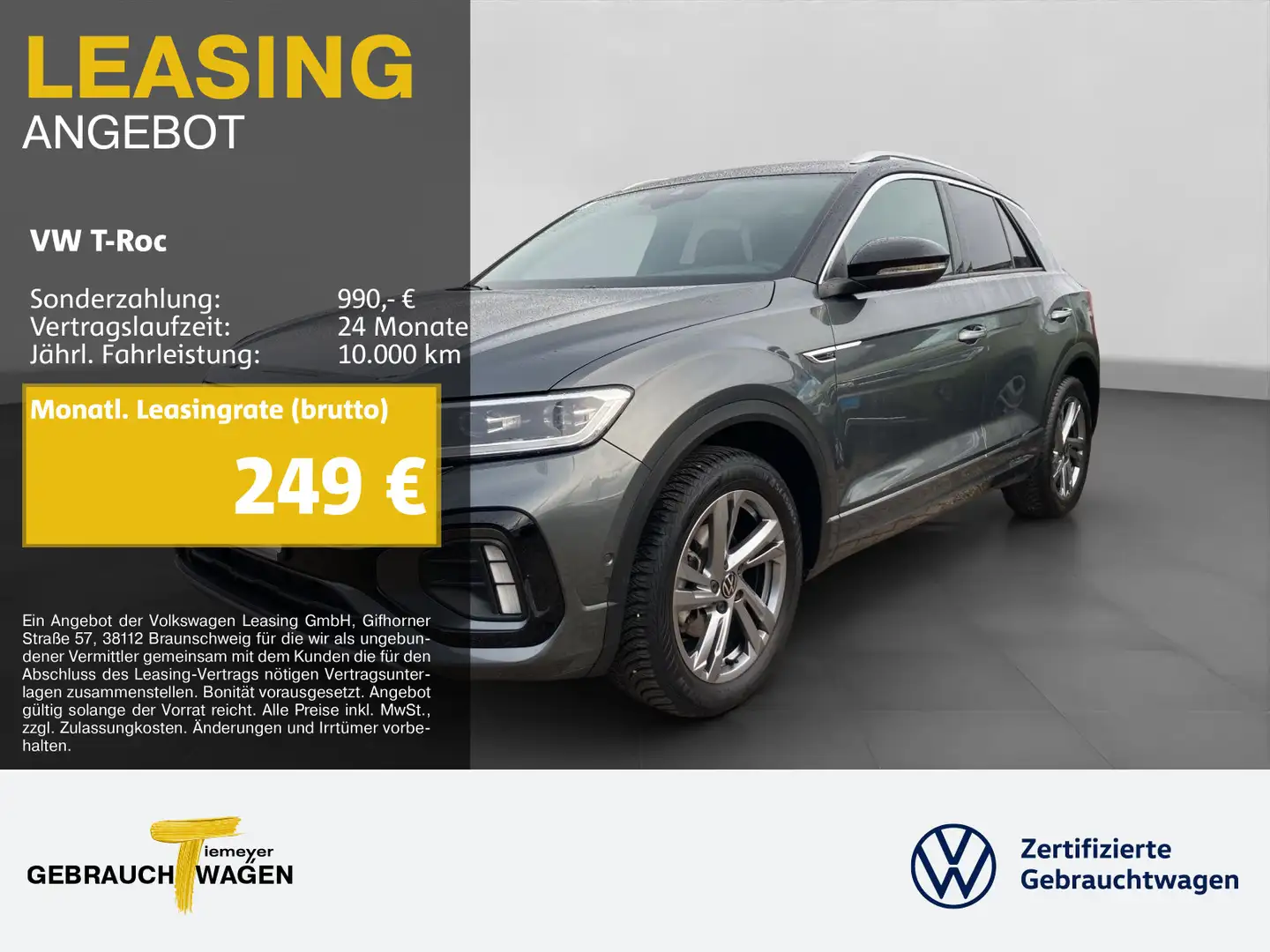 Volkswagen T-Roc 1.5 TSI DSG R-LINE AHK KAMERA PRIVACY NAVI Grau - 1