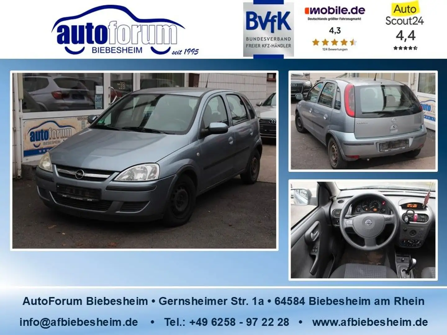 Opel Corsa C 1.2 Basis Klima*Halbautomatik Grijs - 1