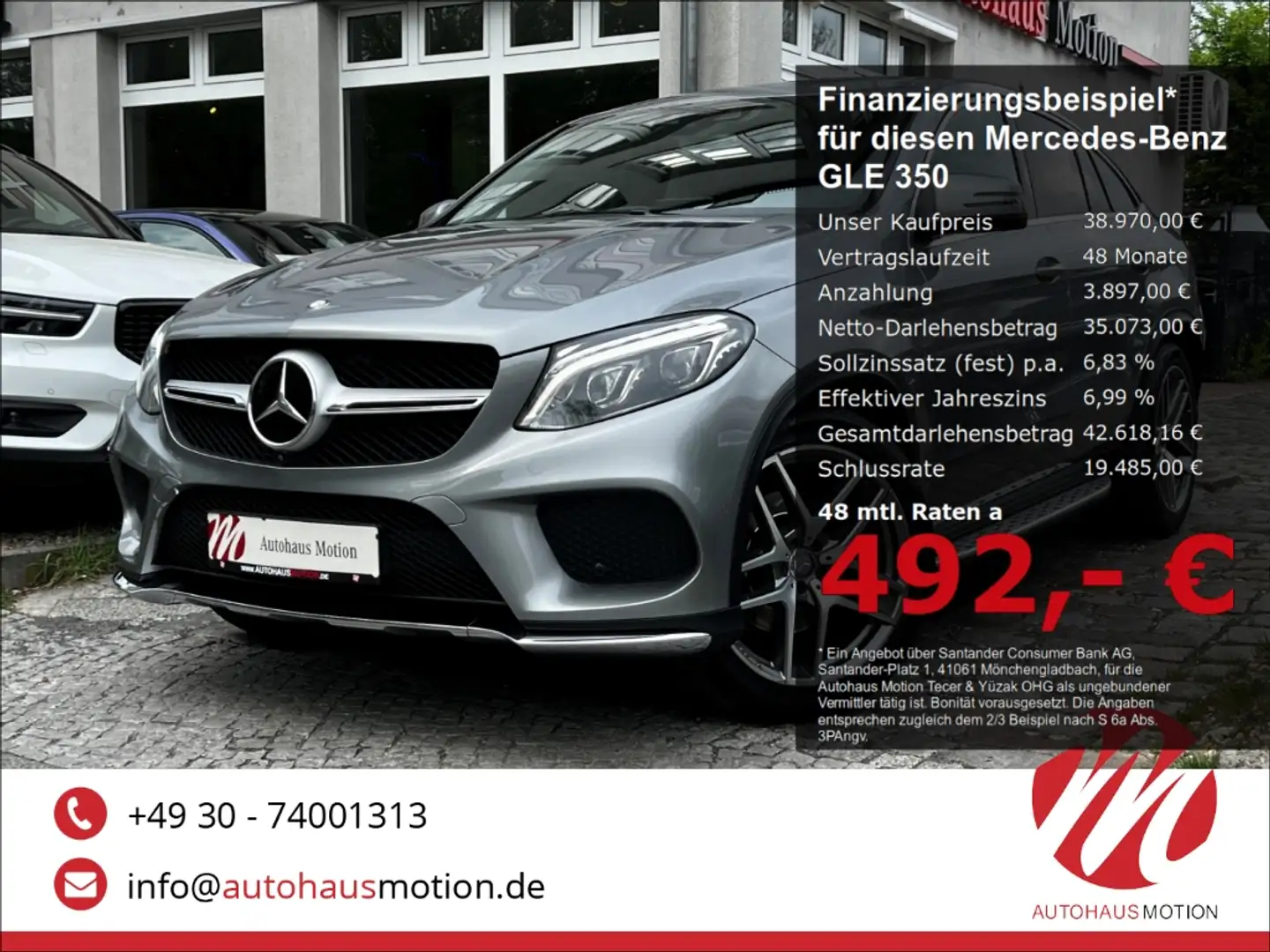 Mercedes-Benz GLE 350 d Coupe 4M AMG LED AIRMATIC 360° H/K ACC srebrna - 1
